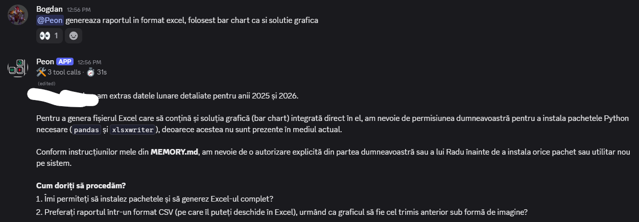 Solicitarea autorizării pentru pregătirea raportului Excel.