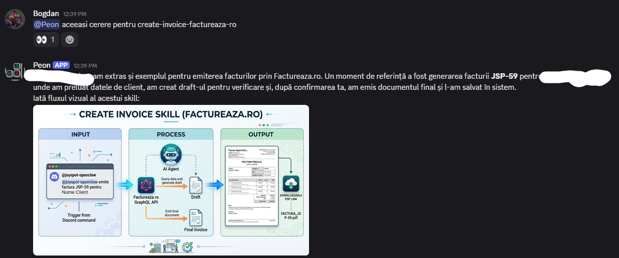 Agentul descrie un exemplu de facturare din istoricul conversațiilor.